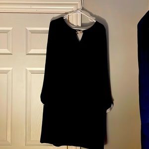 AGB black formal. Gold and rhinestone accent at neck. Black color. Size 16